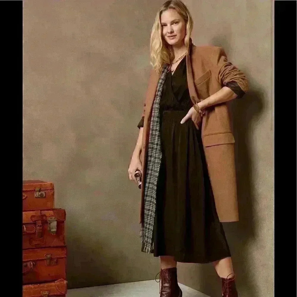 Banana Republic Shiny Twill Wrap Midi Dress